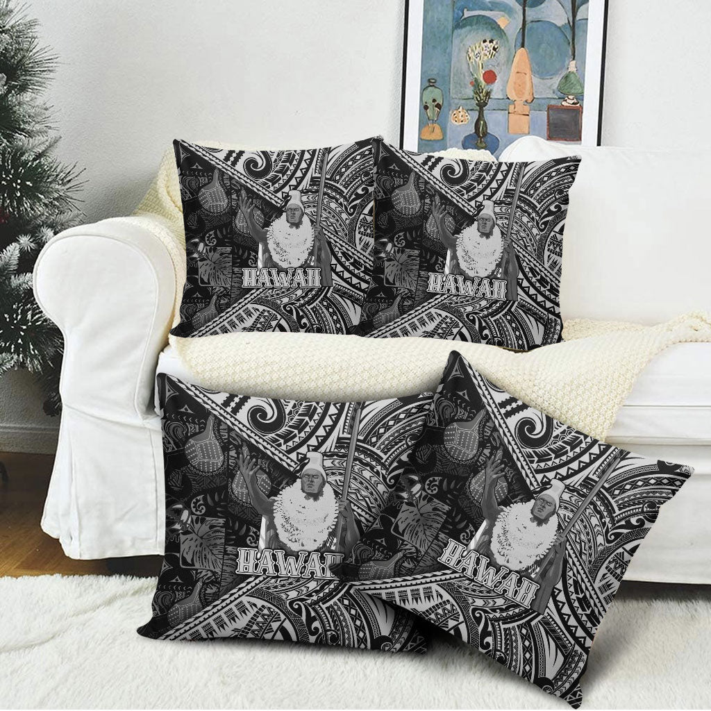 Hawaii King Kamehameha Pillow Cover With Hawaiian Ipu Motifs Black Version