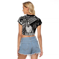 Hawaii King Kamehameha Raglan Cropped T Shirt With Hawaiian Ipu Motifs Black Version