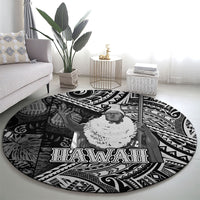 Hawaii King Kamehameha Round Carpet With Hawaiian Ipu Motifs Black Version