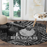 Hawaii King Kamehameha Round Carpet With Hawaiian Ipu Motifs Black Version
