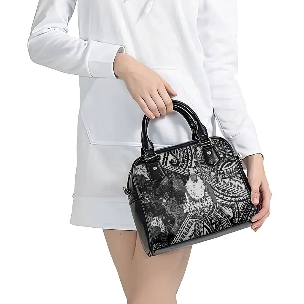 Hawaii King Kamehameha Shoulder Handbag With Hawaiian Ipu Motifs Black Version