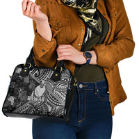 Hawaii King Kamehameha Shoulder Handbag With Hawaiian Ipu Motifs Black Version