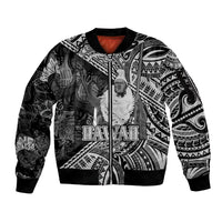 Hawaii King Kamehameha Sleeve Zip Bomber Jacket With Hawaiian Ipu Motifs Black Version