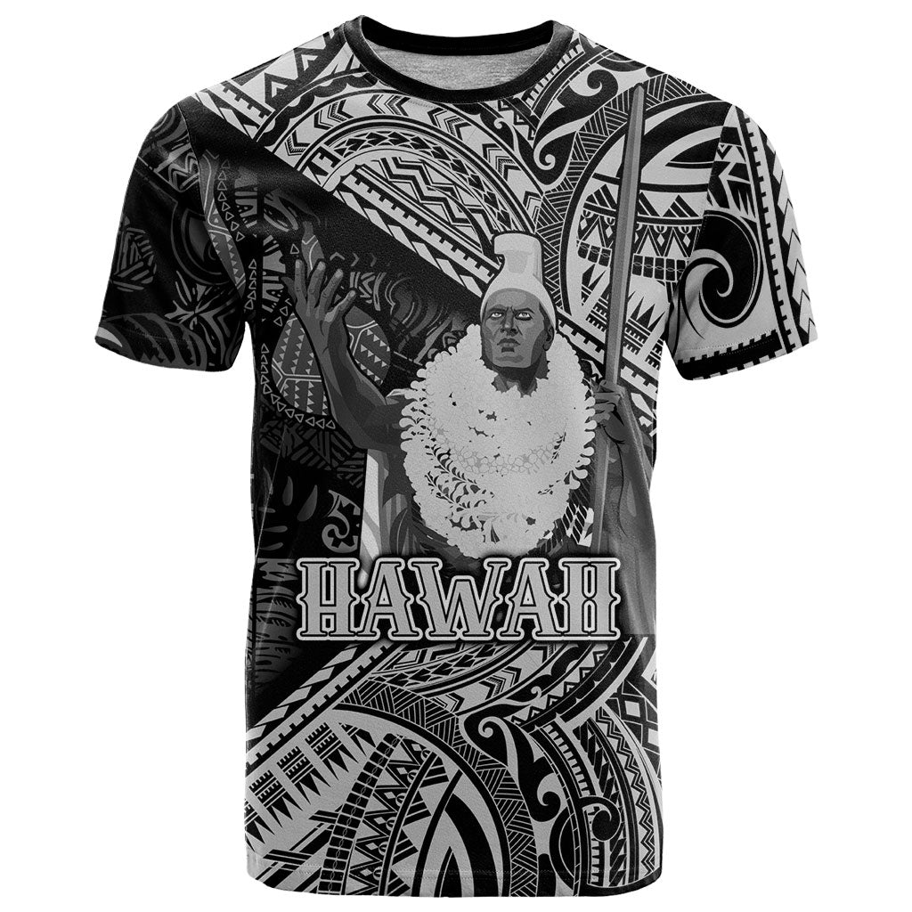 Hawaii King Kamehameha T Shirt With Hawaiian Ipu Motifs Black Version