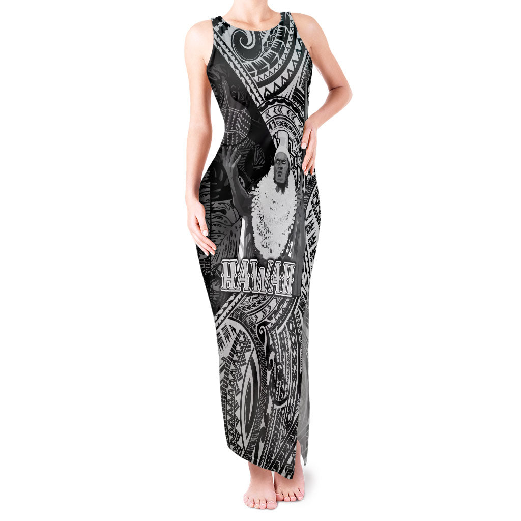 Hawaii King Kamehameha Tank Maxi Dress With Hawaiian Ipu Motifs Black Version