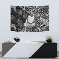 Hawaii King Kamehameha Tapestry With Hawaiian Ipu Motifs Black Version