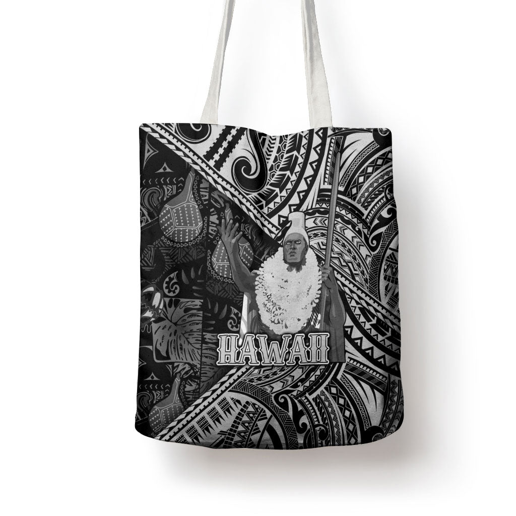 Hawaii King Kamehameha Tote Bag With Hawaiian Ipu Motifs Black Version