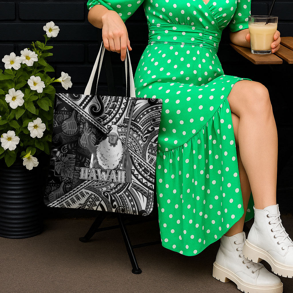 Hawaii King Kamehameha Tote Bag With Hawaiian Ipu Motifs Black Version