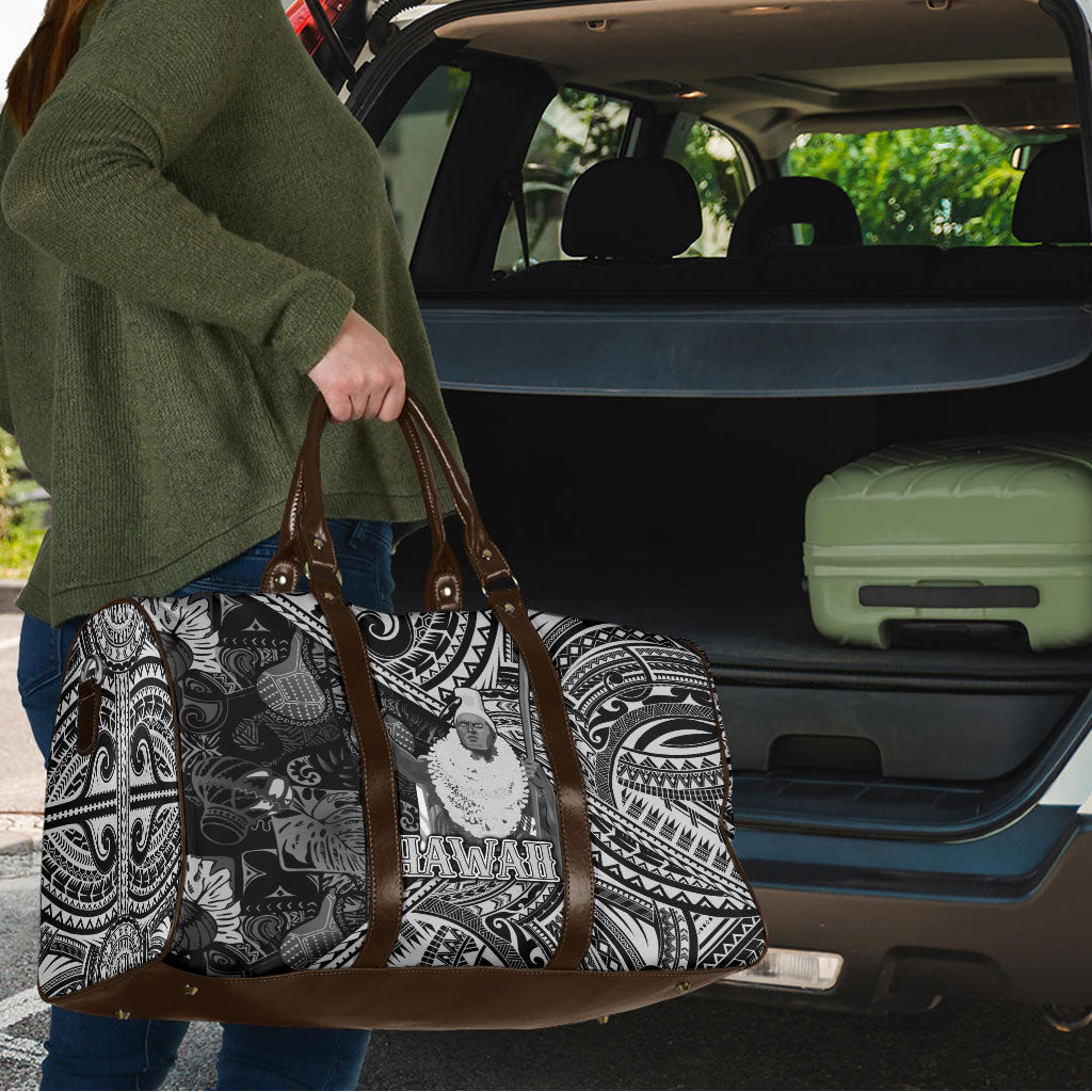 Hawaii King Kamehameha Travel Bag With Hawaiian Ipu Motifs Black Version