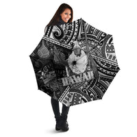 Hawaii King Kamehameha Umbrella With Hawaiian Ipu Motifs Black Version