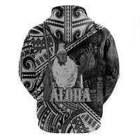 Hawaii King Kamehameha Zip Hoodie With Hawaiian Ipu Motifs Black Version