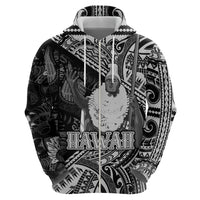Hawaii King Kamehameha Zip Hoodie With Hawaiian Ipu Motifs Black Version