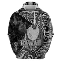 Hawaii King Kamehameha Zip Hoodie With Hawaiian Ipu Motifs Black Version