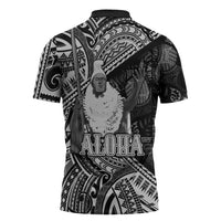 Hawaii King Kamehameha Zipper Polo Shirt With Hawaiian Ipu Motifs Black Version