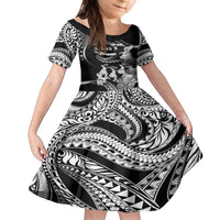 Hawaii Beautiful Hula Dancers Family Matching Off The Shoulder Long Sleeve Dress and Hawaiian Shirt With Ipu Keke And Pahu Drum LT05 Daughter's Dress Black - Polynesian Pride