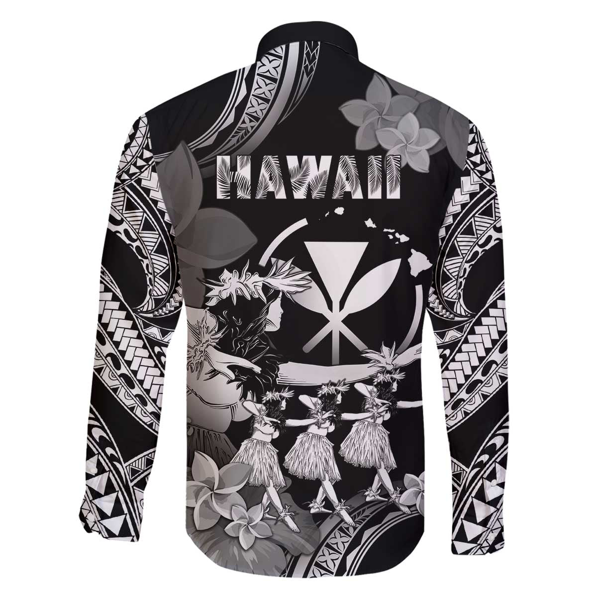 Hawaii Beautiful Hula Dancers Family Matching Off The Shoulder Long Sleeve Dress and Hawaiian Shirt With Ipu Keke And Pahu Drum LT05 - Polynesian Pride