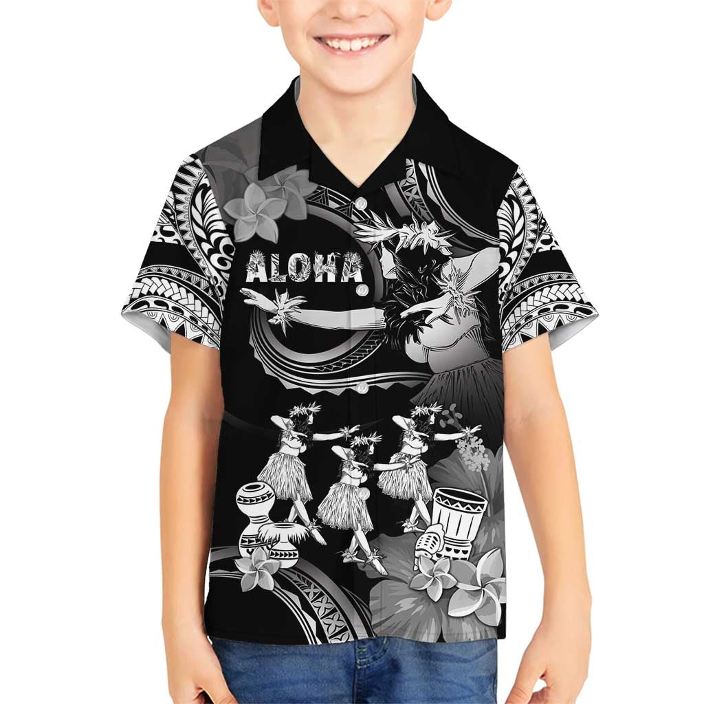Hawaii Beautiful Hula Dancers Family Matching Off Shoulder Maxi Dress and Hawaiian Shirt With Ipu Keke And Pahu Drum LT05 Son's Shirt Black - Polynesian Pride
