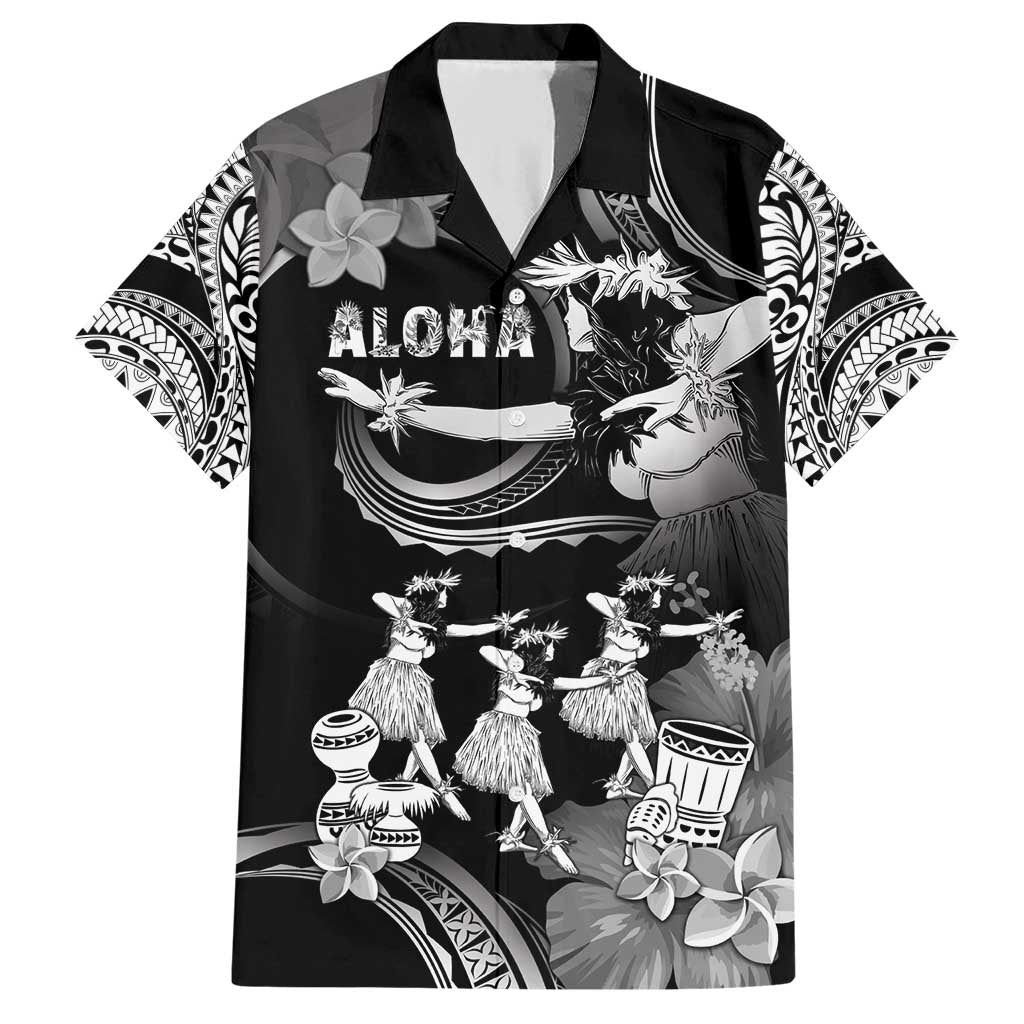 Hawaii Beautiful Hula Dancers Family Matching Short Sleeve Bodycon Dress and Hawaiian Shirt With Ipu Keke And Pahu Drum LT05 Dad's Shirt - Short Sleeve Black - Polynesian Pride