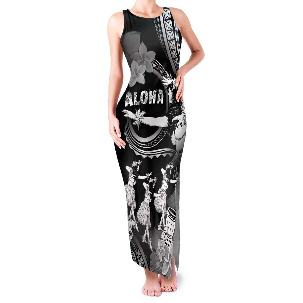 Hawaii Beautiful Hula Dancers Family Matching Tank Maxi Dress and Hawaiian Shirt With Ipu Keke And Pahu Drum LT05 Mom's Dress Black - Polynesian Pride
