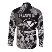 Hawaii Beautiful Hula Dancers Long Sleeve Button Shirt With Ipu Keke And Pahu Drum LT05 - Polynesian Pride