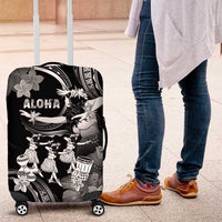 Hawaii Beautiful Hula Dancers Luggage Cover With Ipu Keke And Pahu Drum LT05 Black - Polynesian Pride