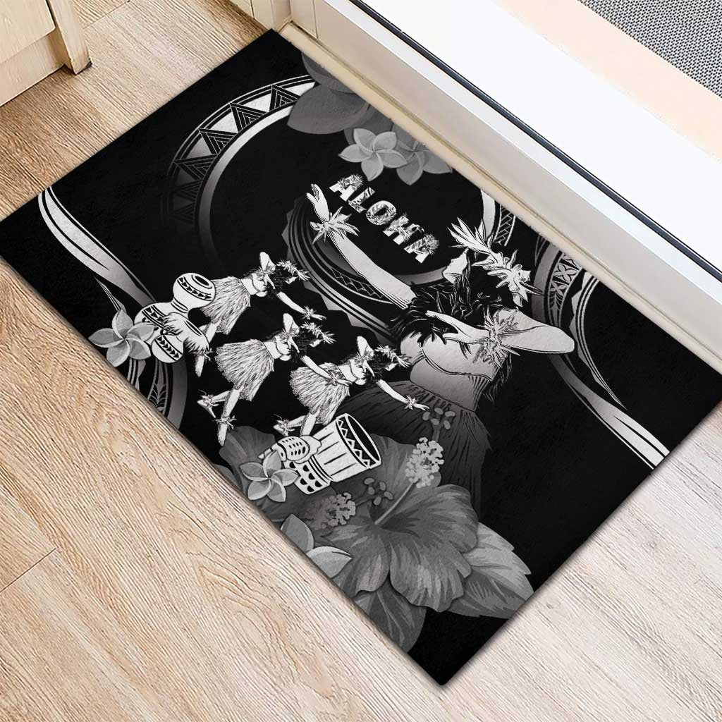 Hawaii Beautiful Hula Dancers Rubber Doormat With Ipu Keke And Pahu Drum