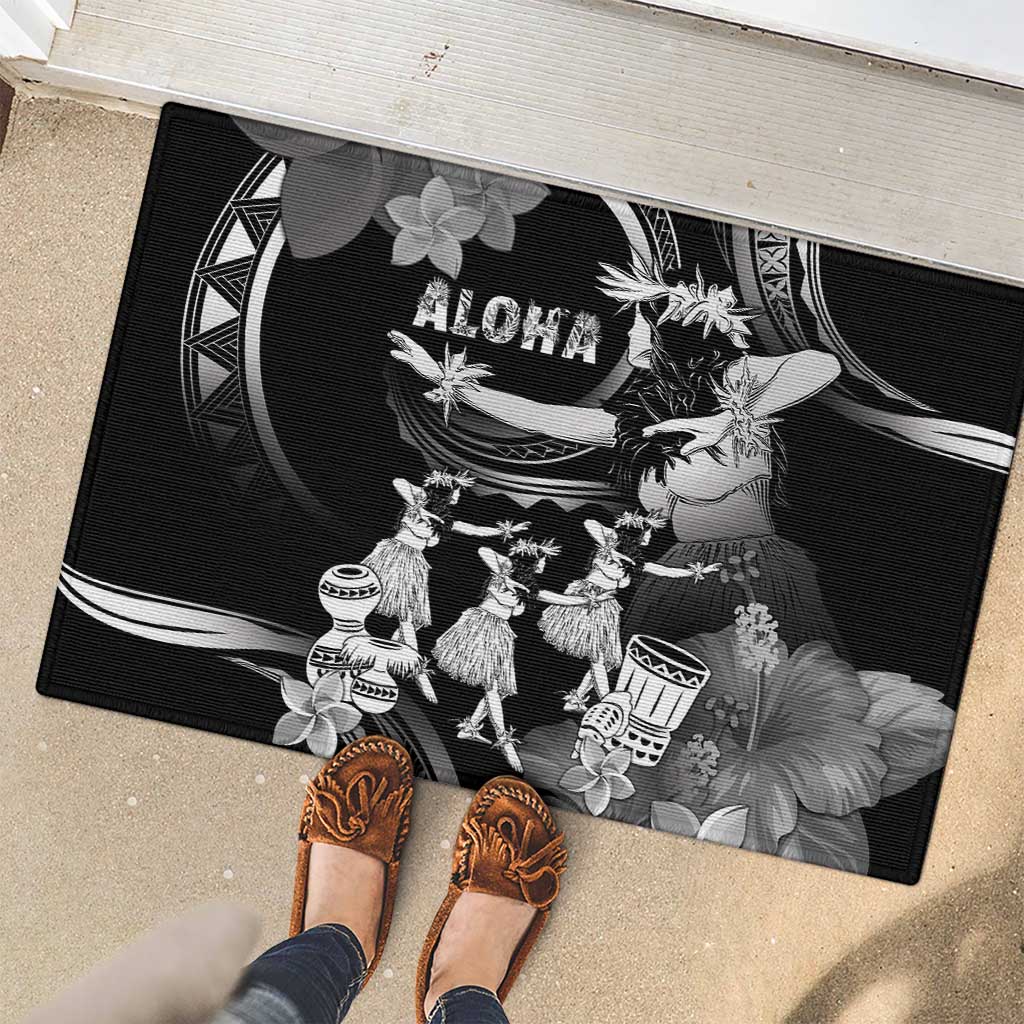 Hawaii Beautiful Hula Dancers Rubber Doormat With Ipu Keke And Pahu Drum