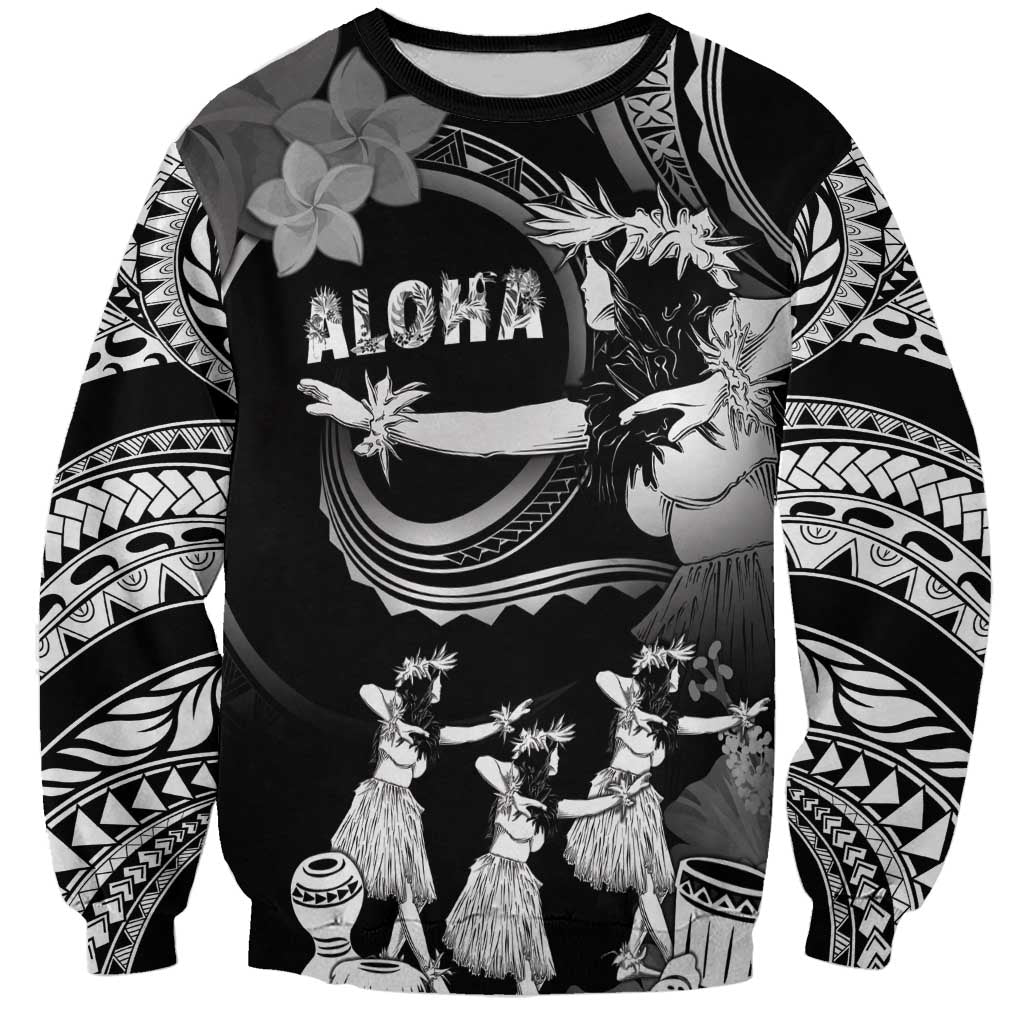 Hawaii Beautiful Hula Dancers Sweatshirt With Ipu Keke And Pahu Drum LT05 Unisex Black - Polynesian Pride