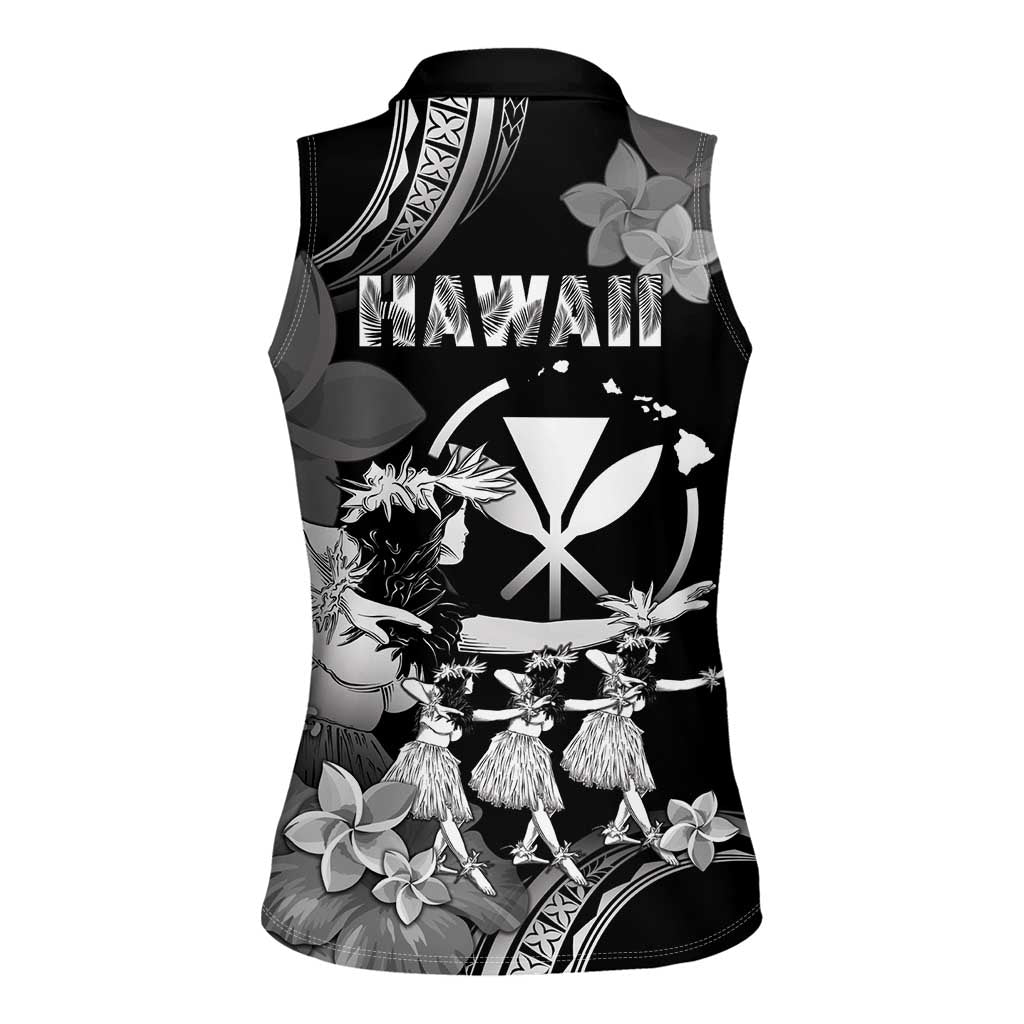 Hawaii Beautiful Hula Dancers Women Sleeveless Polo Shirt With Ipu Keke And Pahu Drum