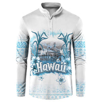 Hawaii Sugar Plantation Button Sweatshirt With Hawaiian Tapa Pattern