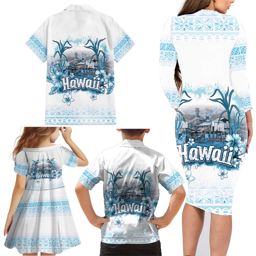 Hawaii Sugar Plantation Family Matching Long Sleeve Bodycon Dress and Hawaiian Shirt With Hawaiian Tapa Pattern LT05 - Polynesian Pride