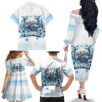 Hawaii Sugar Plantation Family Matching Off The Shoulder Long Sleeve Dress and Hawaiian Shirt With Hawaiian Tapa Pattern LT05 - Polynesian Pride