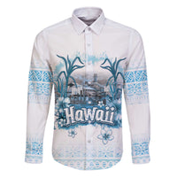 Hawaii Sugar Plantation Family Matching Off The Shoulder Long Sleeve Dress and Hawaiian Shirt With Hawaiian Tapa Pattern LT05 Dad's Shirt - Long Sleeve White - Polynesian Pride