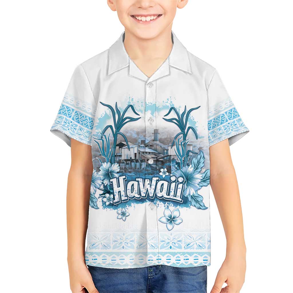 Hawaii Sugar Plantation Family Matching Short Sleeve Bodycon Dress and Hawaiian Shirt With Hawaiian Tapa Pattern LT05 Son's Shirt White - Polynesian Pride