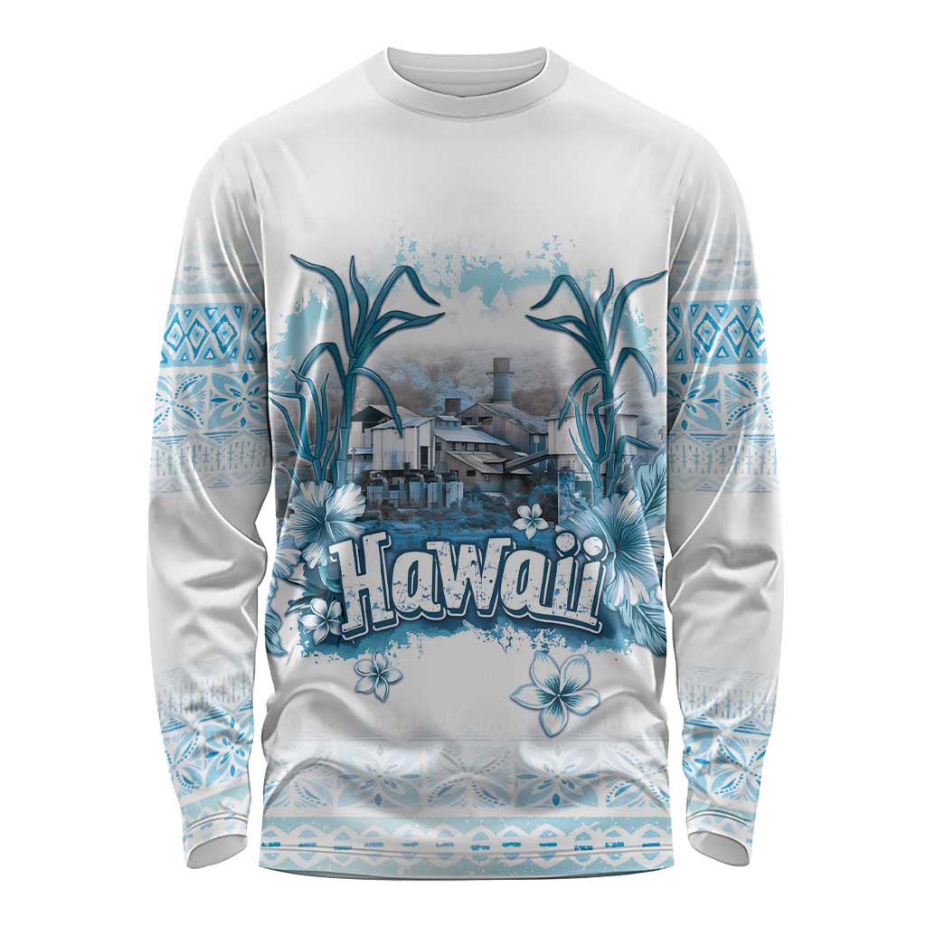 Hawaii Sugar Plantation Long Sleeve Shirt With Hawaiian Tapa Pattern LT05 Unisex White - Polynesian Pride