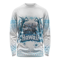 Hawaii Sugar Plantation Long Sleeve Shirt With Hawaiian Tapa Pattern LT05 Unisex White - Polynesian Pride