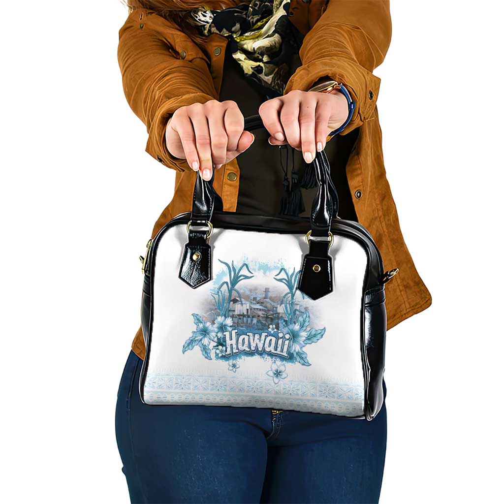 Hawaii Sugar Plantation Shoulder Handbag With Hawaiian Tapa Pattern LT05 One Size White - Polynesian Pride