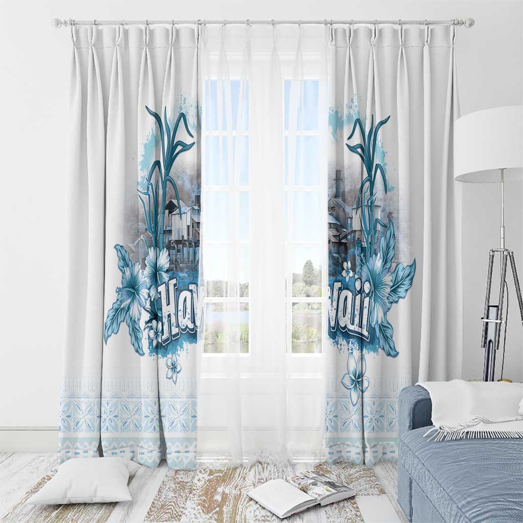 Hawaii Sugar Plantation Window Curtain With Hawaiian Tapa Pattern