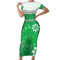 Cook Islands Maori Language Week Family Matching Short Sleeve Bodycon Dress and Hawaiian Shirt Pacific Tapa Pattern