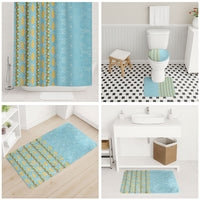 Hawaii Shell Tiare Anthurium Heliconia Lei Bathroom Set With Tapa Pattern Baby Blue
