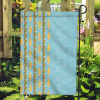 Hawaii Shell Tiare Anthurium Heliconia Lei Garden Flag With Tapa Pattern Baby Blue