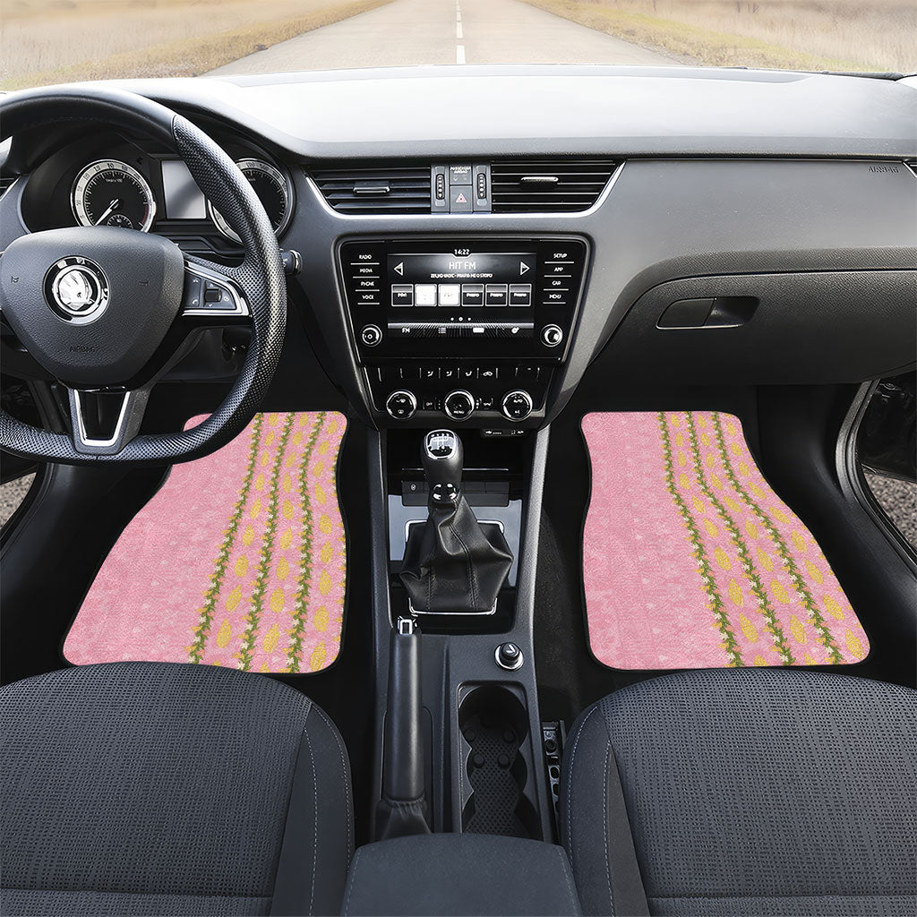 Hawaii Shell Tiare Anthurium Heliconia Lei Car Mats With Tapa Pattern Baby Pink