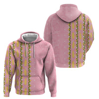 Hawaii Shell Tiare Anthurium Heliconia Lei Hoodie With Tapa Pattern Baby Pink