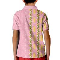 Hawaii Shell Tiare Anthurium Heliconia Lei Kid Polo Shirt With Tapa Pattern Baby Pink