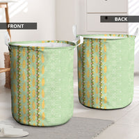 Hawaii Shell Tiare Anthurium Heliconia Lei Laundry Basket With Tapa Pattern Baby Green