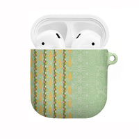 Hawaii Shell Tiare Anthurium Heliconia Lei AirPods Case With Tapa Pattern Baby Green