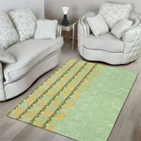 Hawaii Shell Tiare Anthurium Heliconia Lei Area Rug With Tapa Pattern Baby Green