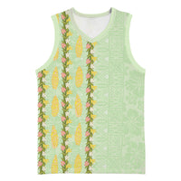 Hawaii Shell Tiare Anthurium Heliconia Lei Basketball Jersey With Tapa Pattern Baby Green