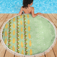 Hawaii Shell Tiare Anthurium Heliconia Lei Beach Blanket With Tapa Pattern Baby Green