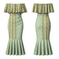 Hawaii Shell Tiare Anthurium Heliconia Lei Couples Matching Mermaid Dress and Hawaiian Shirt With Tapa Pattern Baby Green LT05 - Polynesian Pride